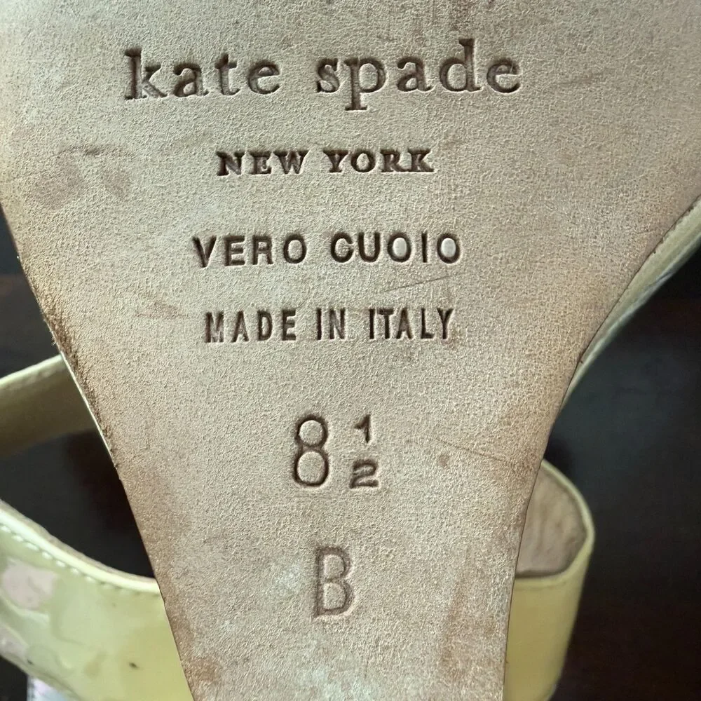 Kate Spade New York Vero Cuoio Slingback Wedge Heel Size 8.5B Made In Italy
